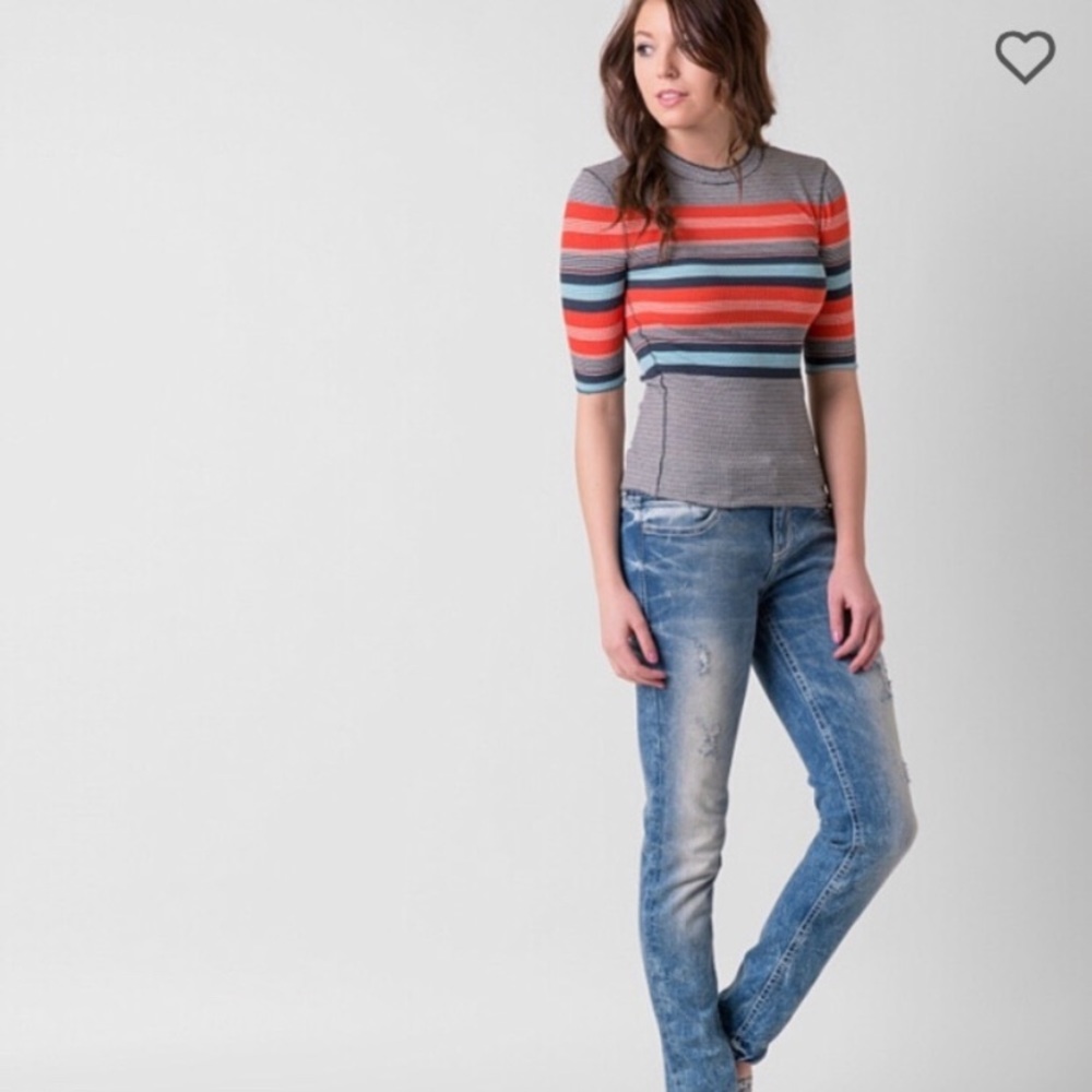 FREE PEOPLE | Mod Striped Mock Neck Top